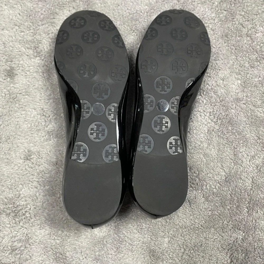 Torry Burch Patent Flat Ballet Shoes Womens Size 6M Black Leather